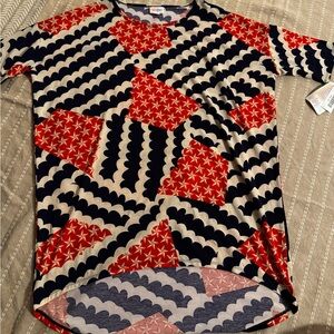 LuLaRoe Navy and Cream Scallop Top Sz M NWT